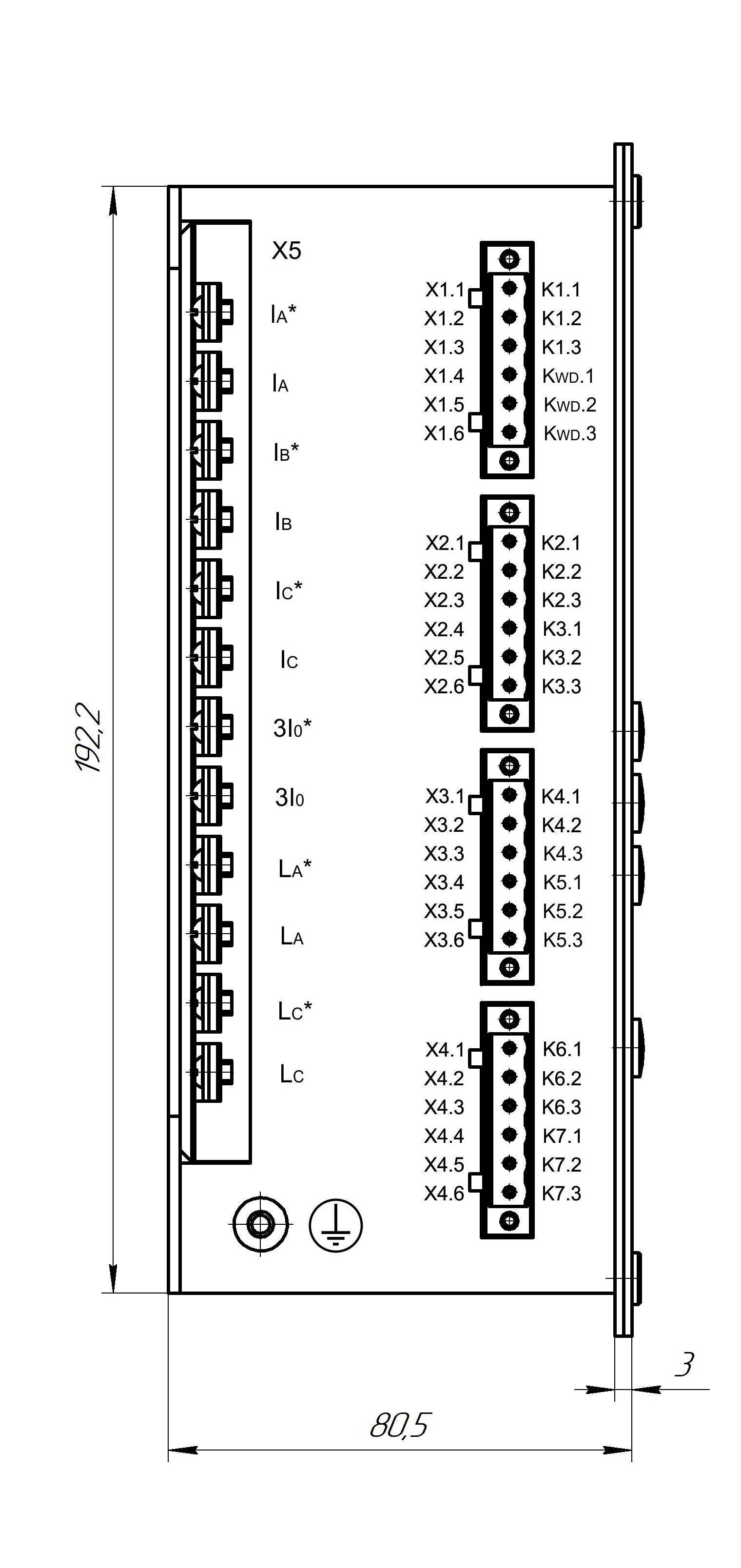Разъемы для подключения (вид слева) RZL-100