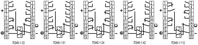 ППЕ46, ПЕ46-1 - схемы подключения