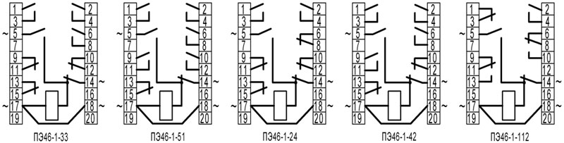 ППЕ46, ПЕ46-1 - схемы подключения